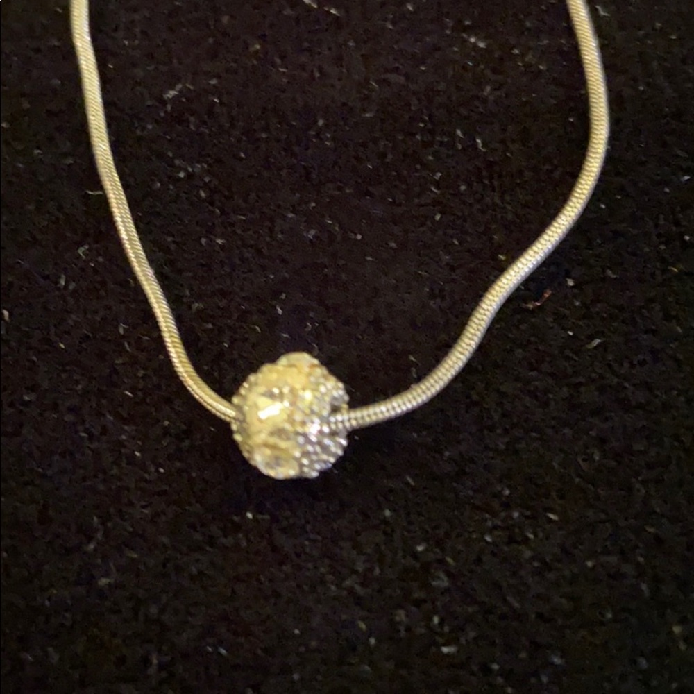 Silver rhinestone ball necklace